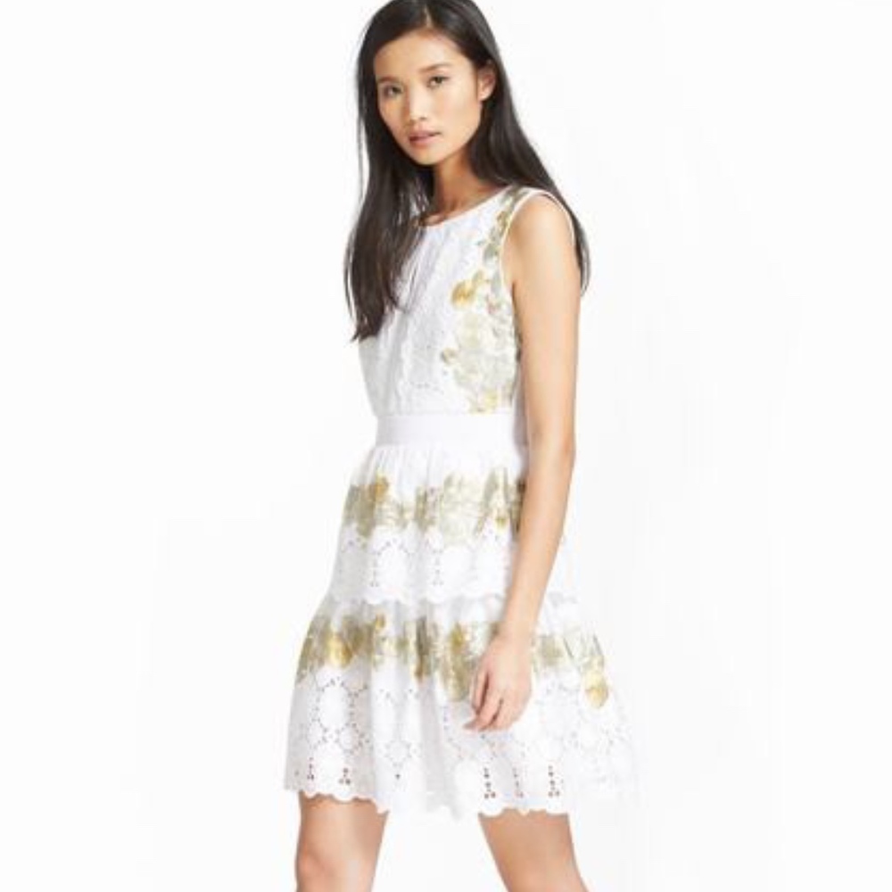 RARE DVF Calandra White Gold Cotton Dress 10